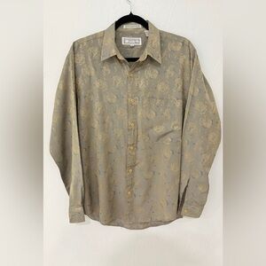 Elegant Beige Floral Men's Button-Down Shirt